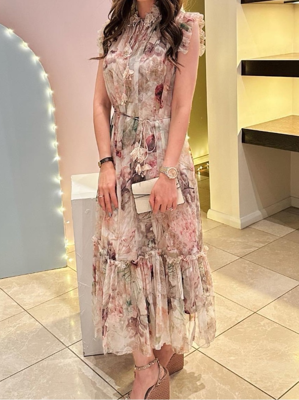 Authentic ZIMMERMANN Dancer Flutter Floral Silk Midi Dress - Size AU 3
